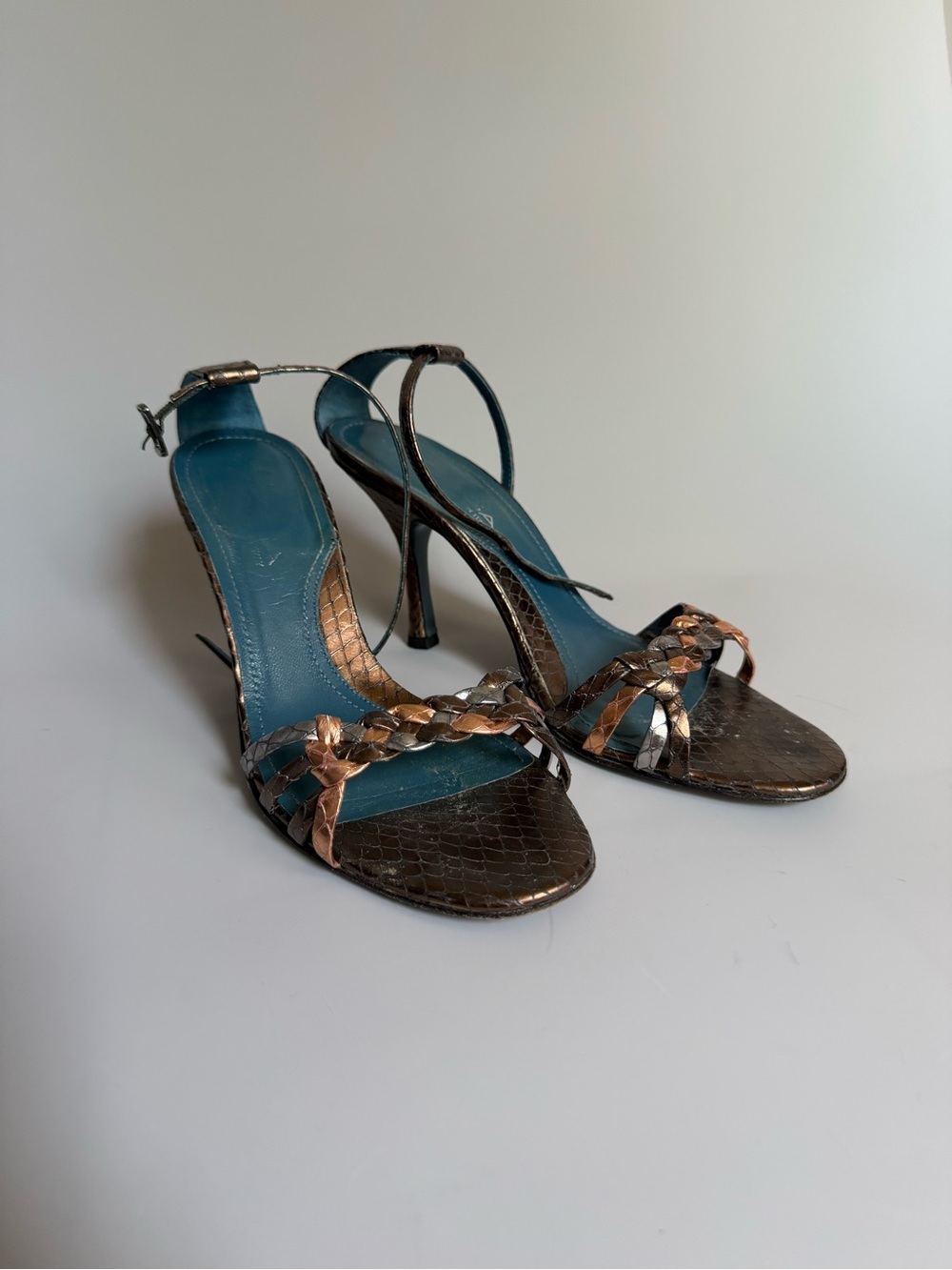 Women's Strappy Braided High Heel Sandals - Brown & Copper